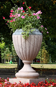 公园中的大花瓶背景图片
