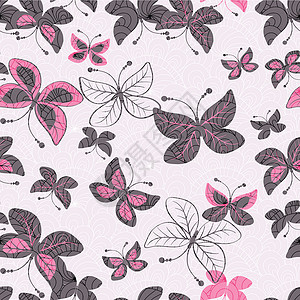 无缝无缝模式粉色衣服紫色叶子斜纹装饰品网络墙纸插图白色背景图片