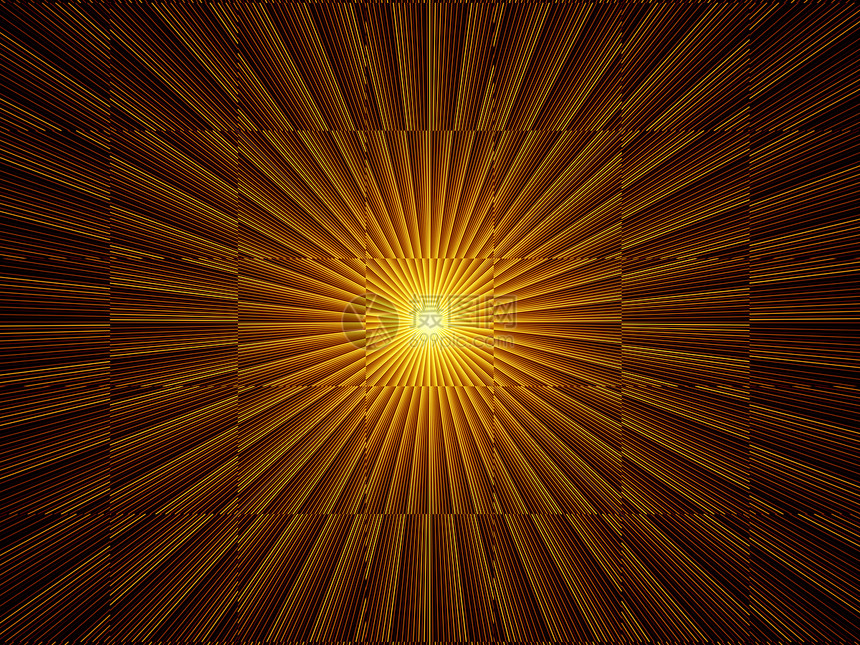 分形沉积的能量黑色径向渲染光束黄色辐射金子装饰品数学元素图片