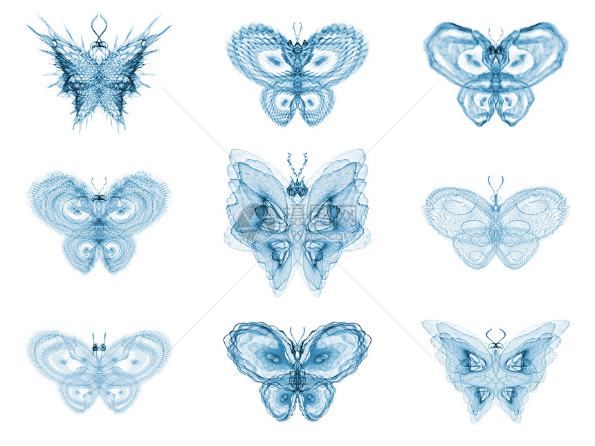 虚拟折形蝴蝶奉承数学渲染森林翅膀昆虫学想像力设计插图创造力图片