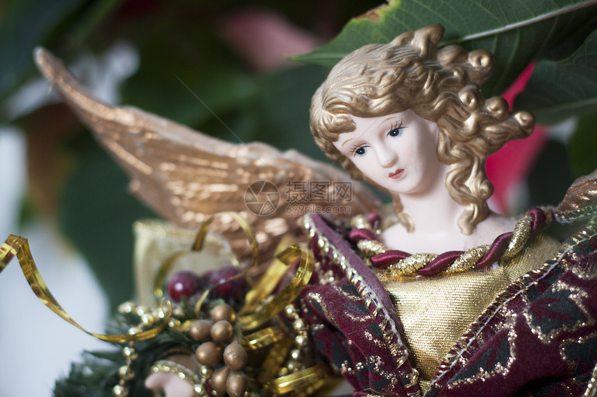 圣诞天使织物宗教分支机构数字羽毛翅膀金子监护人花丝女性图片