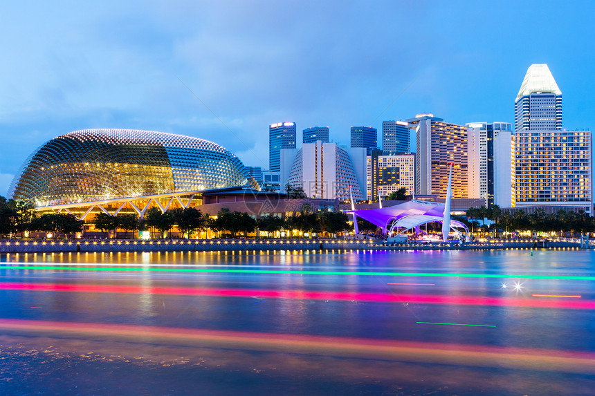 新加坡夜间的天线摩天轮办公室景观车轮建筑地标天空展示城市天际图片