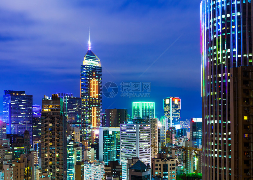 香港晚上的天线建筑人口景观民众城市住宅住房天空图片