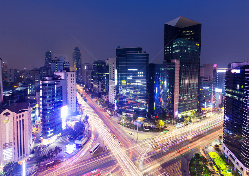 首尔市江南区城市公寓摩天大楼商业市中心建筑风景路口公司金融图片