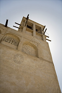 巴斯塔区巴斯塔基亚地区布迪拜 迪拜 阿联酋迪拜的Bastakia区传统风塔背景