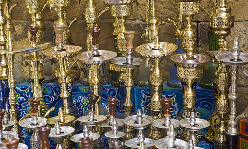 开罗市Hookahs文化烟筒背景图片