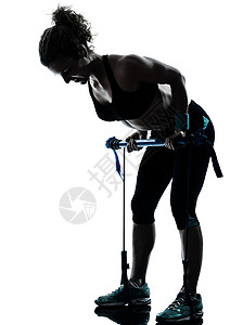 妇女锻炼体操健身健身运动时的轮廓背景图片