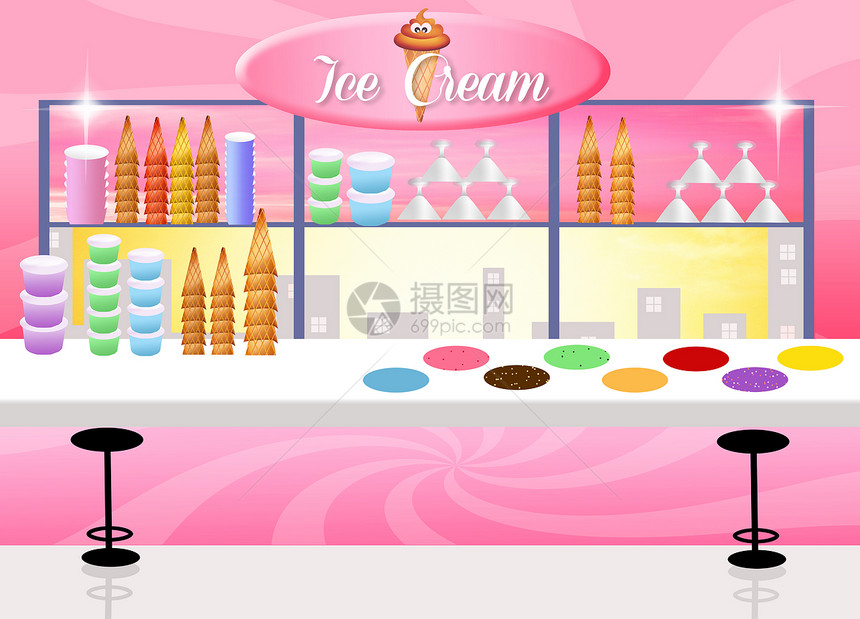 冰奶油店蕾丝锥体杯子坚果冰淇淋女士饼干食物海报味道图片
