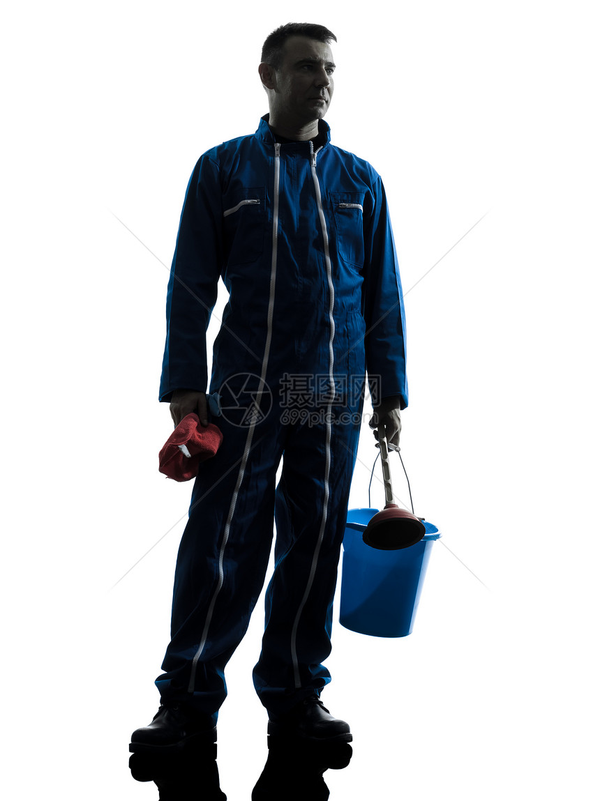 清洁工 水管工和木工打扫女佣男人白色管道工人成人家务成年人男性图片