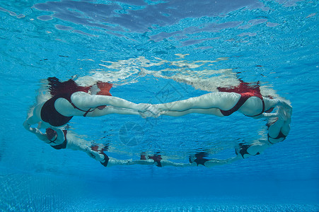 同步化绿松石花样游泳运动员高清图片