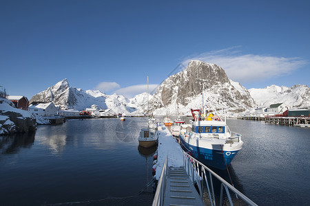 挪威渔船码头高清图片