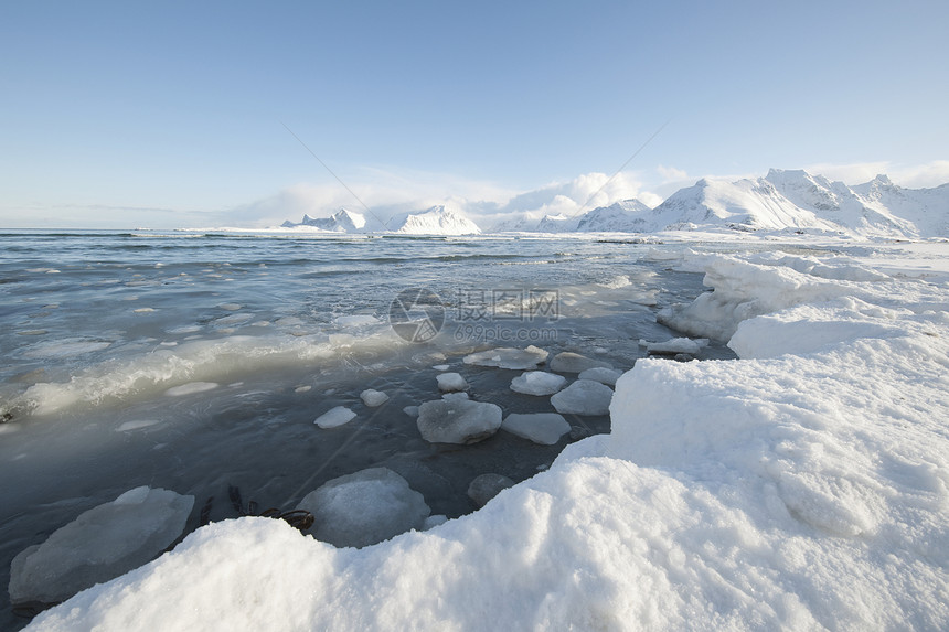 挪威洛夫托芬群岛Moskensoy上的冰川景观图片