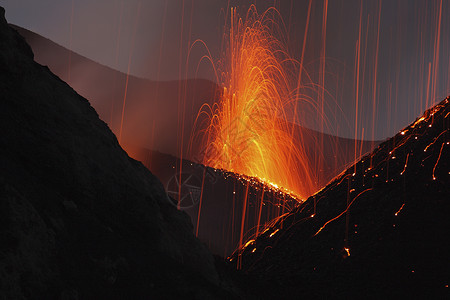 意大利特有现象熔岩喷发于西西西里颜色地质学大自然地形橙色自然现象自然灾害灾难力量极限背景