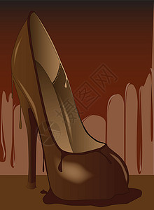 巧克力高跟鞋巧克力鞋黑色鞋类可可棕色插图跑步高跟鞋滴水短剑流鼻涕插画