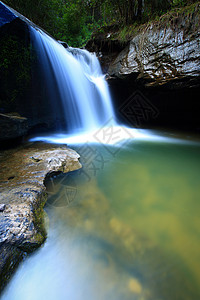 水滴瀑布溪流风景叶子丛林岩石热带蓝色森林水池背景图片