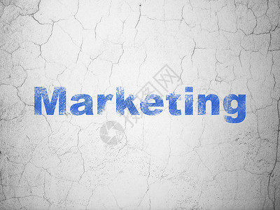 营销理念营销在背景墙上销售蓝色宣传产品活动膏药战略水泥市场古董背景图片
