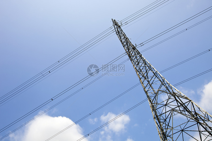 高空对着电金龙问题金属经济学铁塔桅杆基础设施经济活力网格天空图片