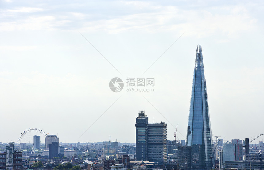 沙石眼和伦敦之眼 高视 伦敦旅游景点城市旅行天际地标建筑景观场景外观图片