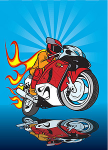 摩托车赛运动图纸赛车火焰自行车草图手绘插图速度司机背景图片