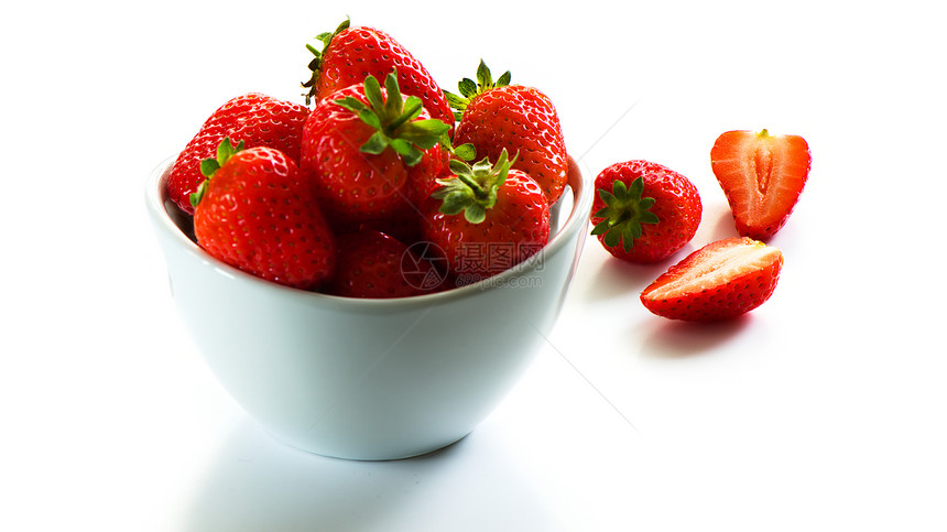 草莓碗水果浆果叶子杯子美食食物团体工作室盘子营养图片