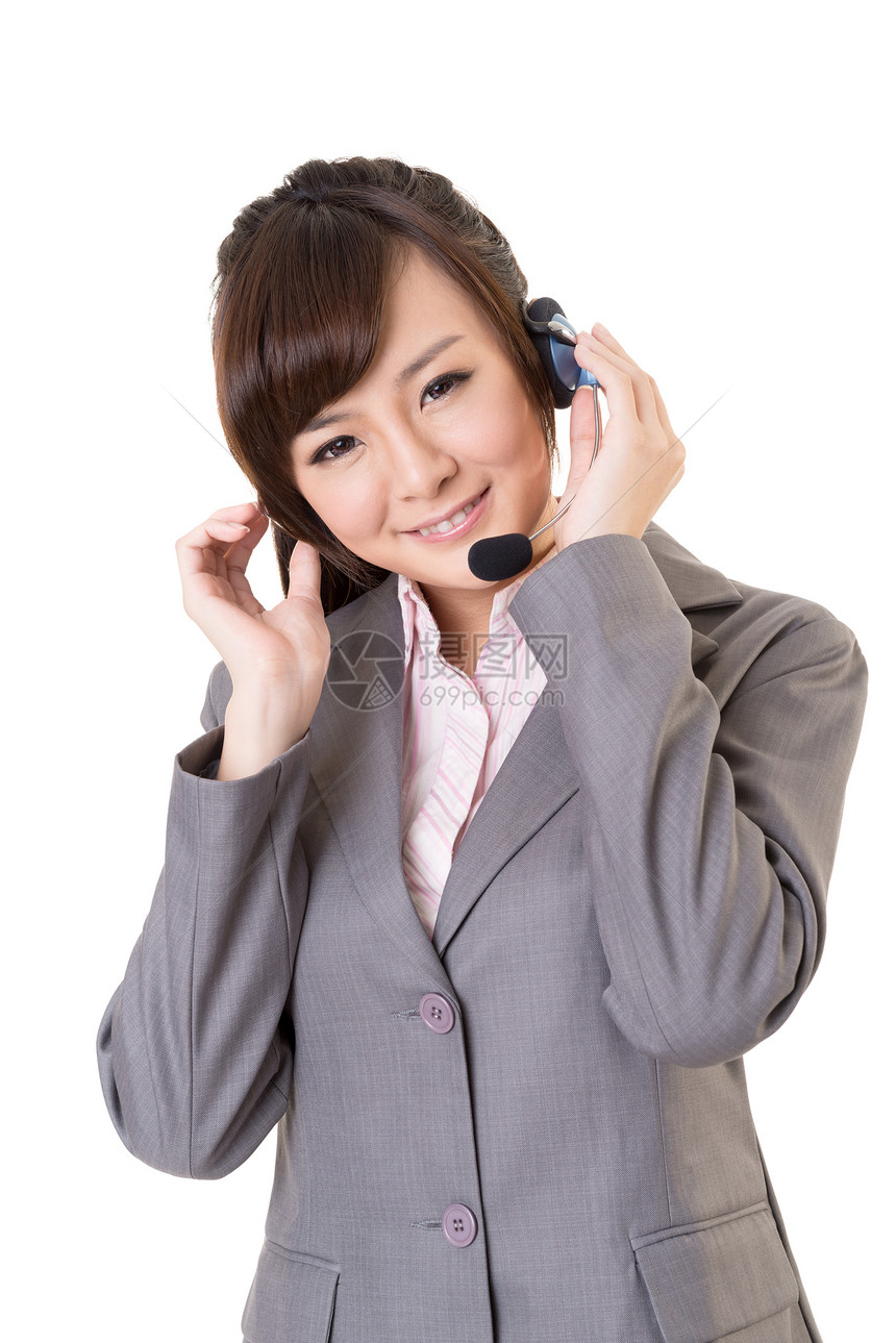 亚洲秘书助手商业咨询工作女性电话技术顾问服务操作员图片