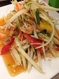 辣木瓜沙拉 泰国菜背景图片