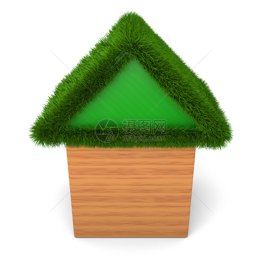 有绿色屋顶的房子木头童年玩具建筑生态立方体积木幼儿园教育图片