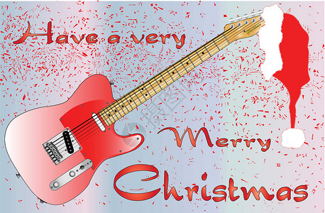 一张摇滚吉他圣诞卡 上面有圣诞快乐的短信背景图片