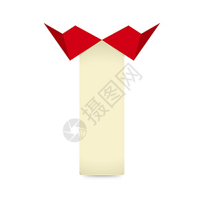 贴有折纸风格弓的标签空白角落边缘书签笔记长方形折叠横幅红色卡片背景图片