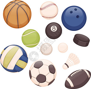弹球篮球羽毛球棒球艺术曲棍球高尔夫球台球排球足球网球背景图片