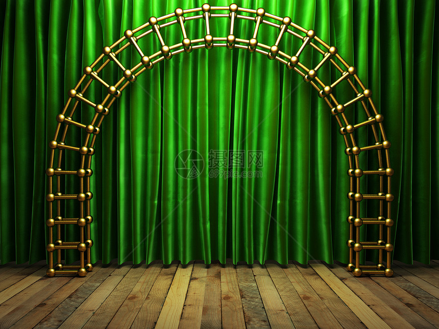 舞台上的绿布幕马戏团风格画廊歌剧娱乐展览衣服奖项奢华出版物图片