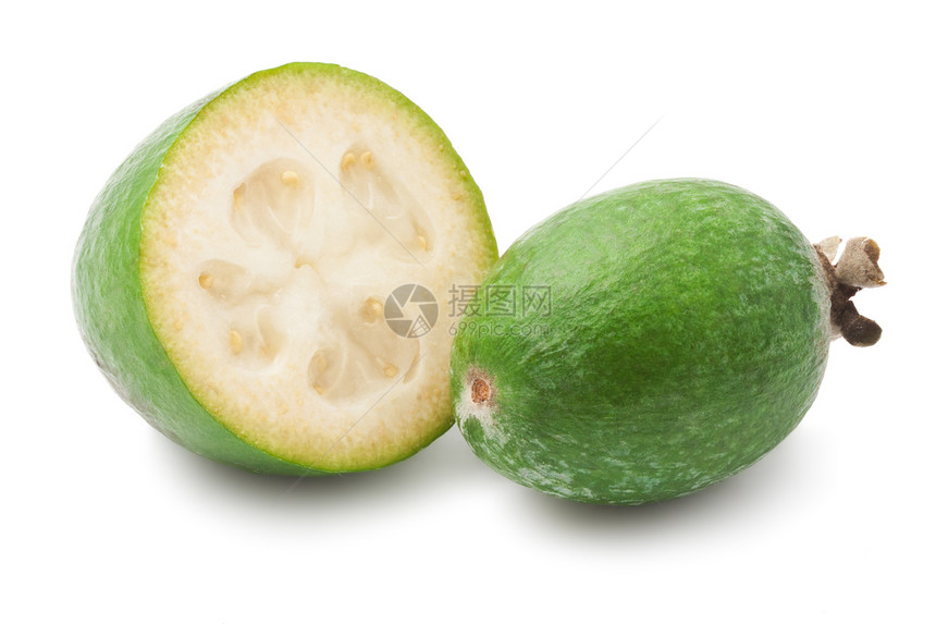 Feijoa 水果芳香味道异国情调食物热带美食白色绿色图片