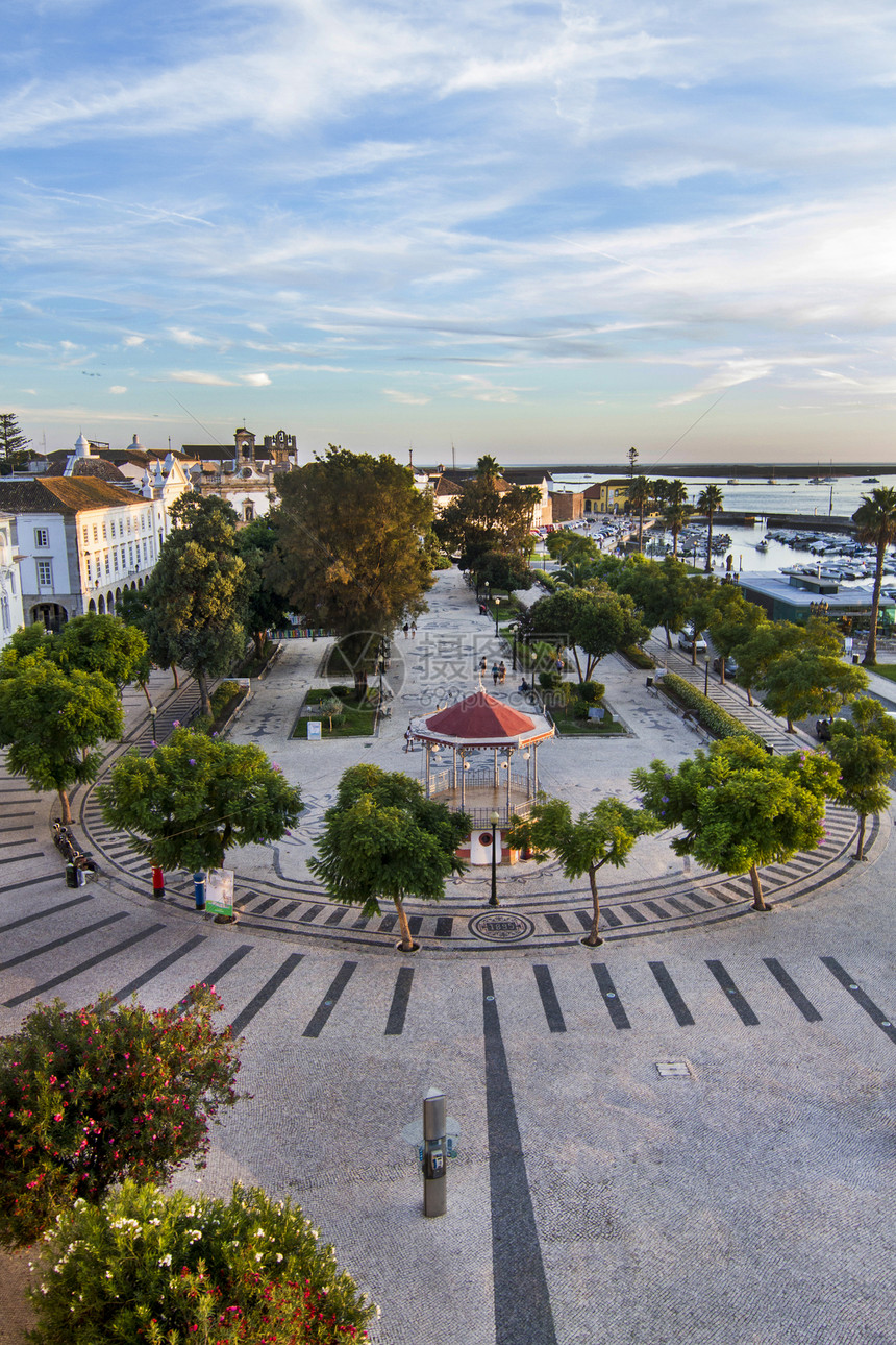 葡萄牙法罗市中心景象市中心闲暇花园码头旅行财富假期城市天空蓝色图片