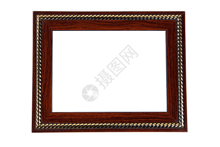 木制照片框白色金子棕色展示栗色木头空白框架雕刻古董背景图片