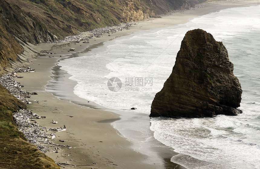 Rock Bluff俄勒冈州风景景观太平洋海岸海滩图片