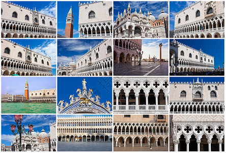 威尼斯圣马可旅行蓝色建筑学教会文化建筑正方形天空背景图片