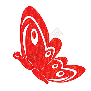 红火蝴蝶飞越白色背景图片