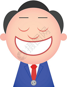 商务男人特写可笑的商务人士微笑蓝色艺术品律师老板男人男性经理工人插图商业插画