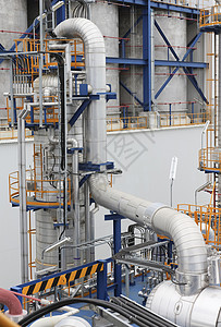 产品中的管道线是化工厂的金属技术管子植物工业专区石化工厂背景图片