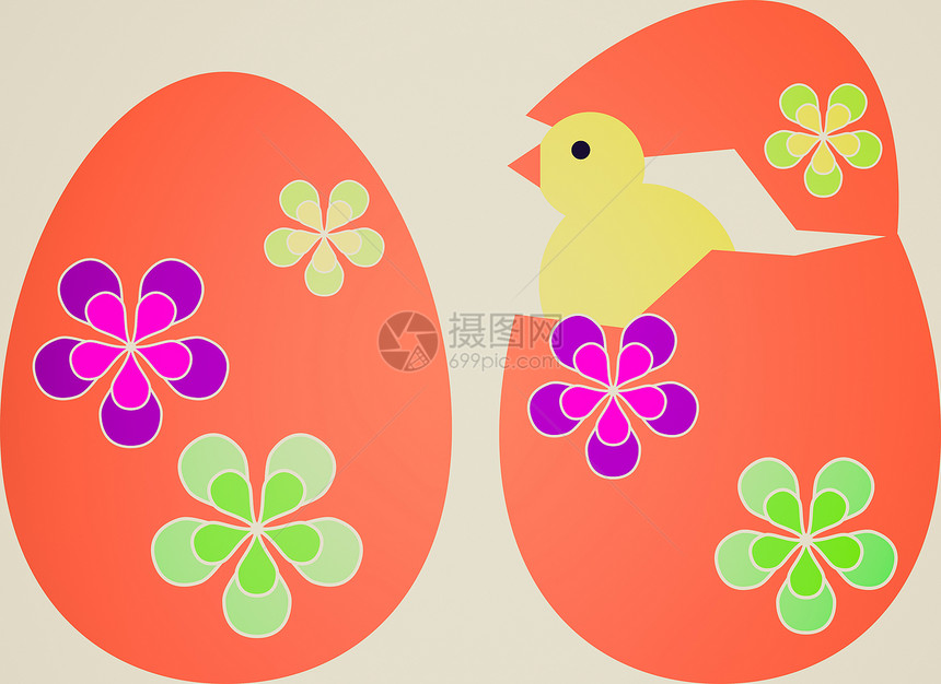 复活节彩蛋小鸡插图图片
