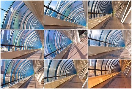 办公室桥梁城市蓝色走廊玻璃阳光窗户建筑地面场景商业背景图片