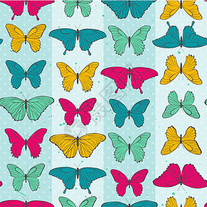 无缝模式与多彩的蝴蝶背景图片