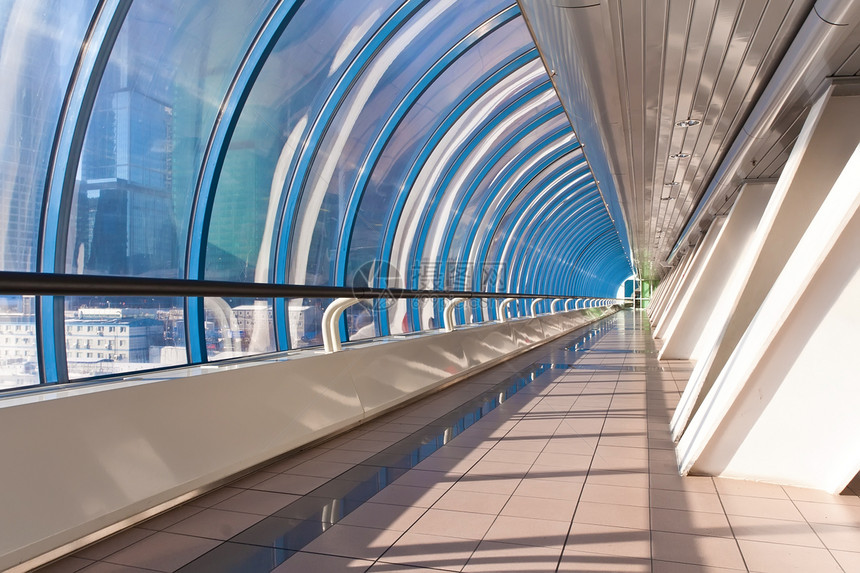 办公室桥梁蓝色商业地面场景窗户阳光城市走廊玻璃建筑图片