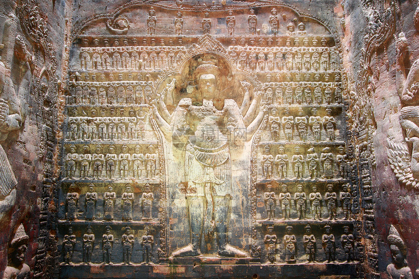 普拉萨特克拉万宗教高棉语地标建筑学浮雕石头寺庙雕像艺术上帝图片