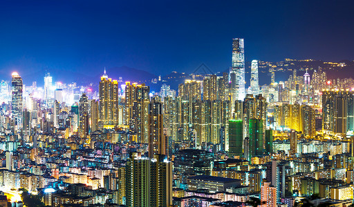 香港之夜商业风景天际建筑公司摩天大楼建筑学办公室住宅场景背景图片