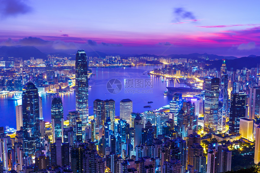 香港早晨旅行办公室港口玻璃顶峰城市经济金融旅游码头图片