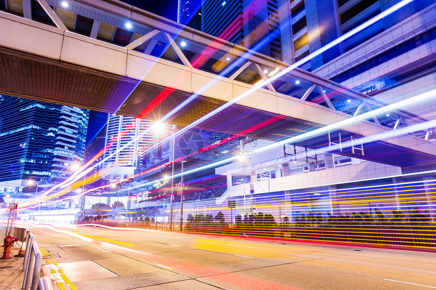 有车灯的香港市天空交通办公室商业公司市中心地标城市天际踪迹图片