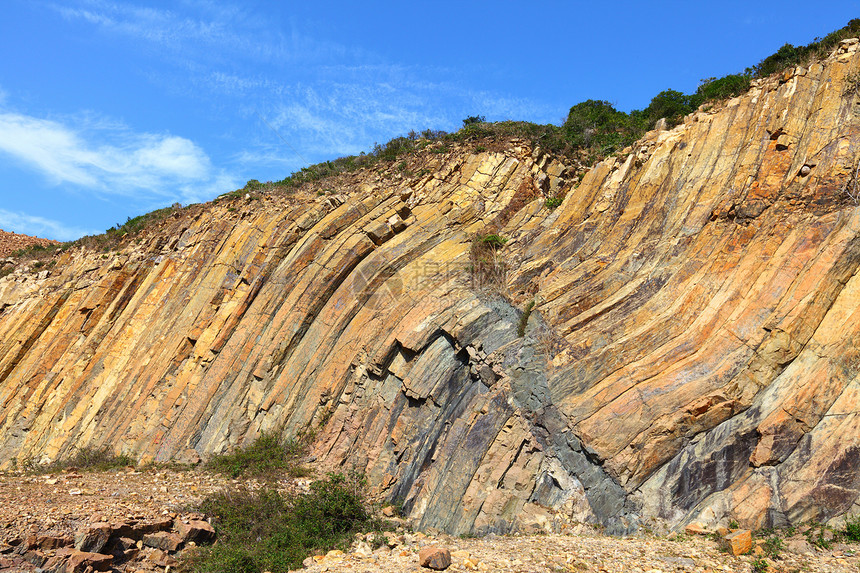 香港环地公园丛林植物爬坡地理柱子火山国家棕色天际地质图片