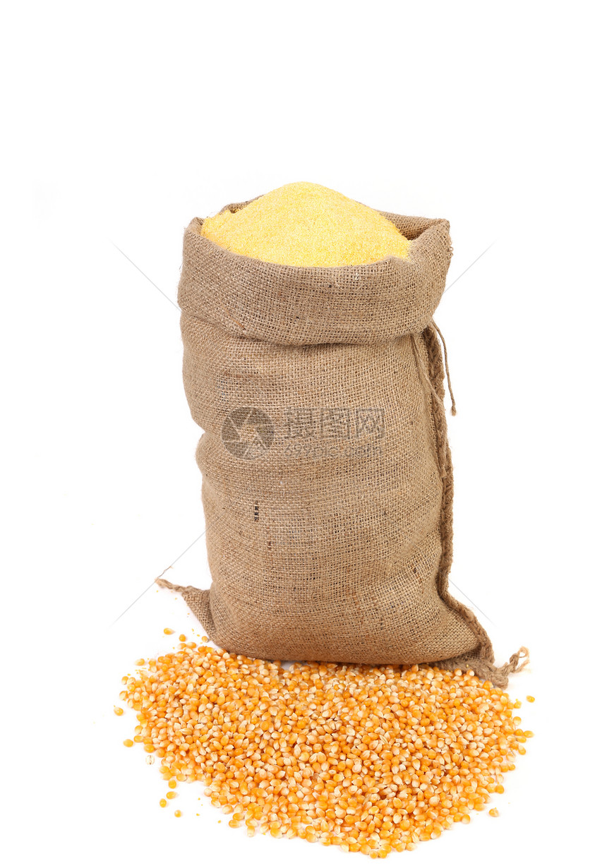 有玉米和面粉的垃圾袋营养早餐解雇种子棒子节食粒子颗粒饲料宏观图片