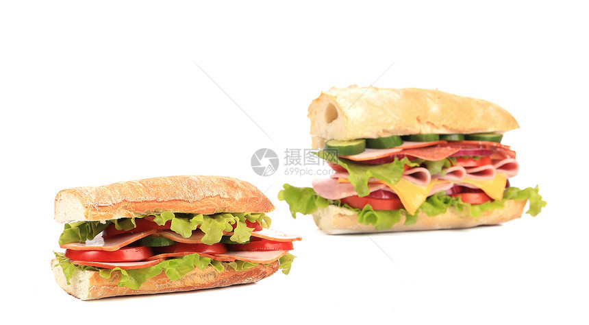 两份新鲜三明治的拼凑图片